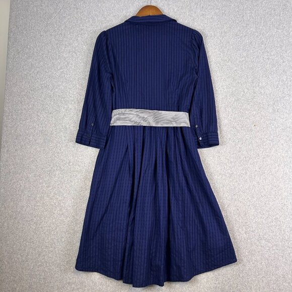 Moulinette Soeurs Anthropologie Dress Women's 8 Navy High Lo Button Up Cocktail - Picture 12 of 12